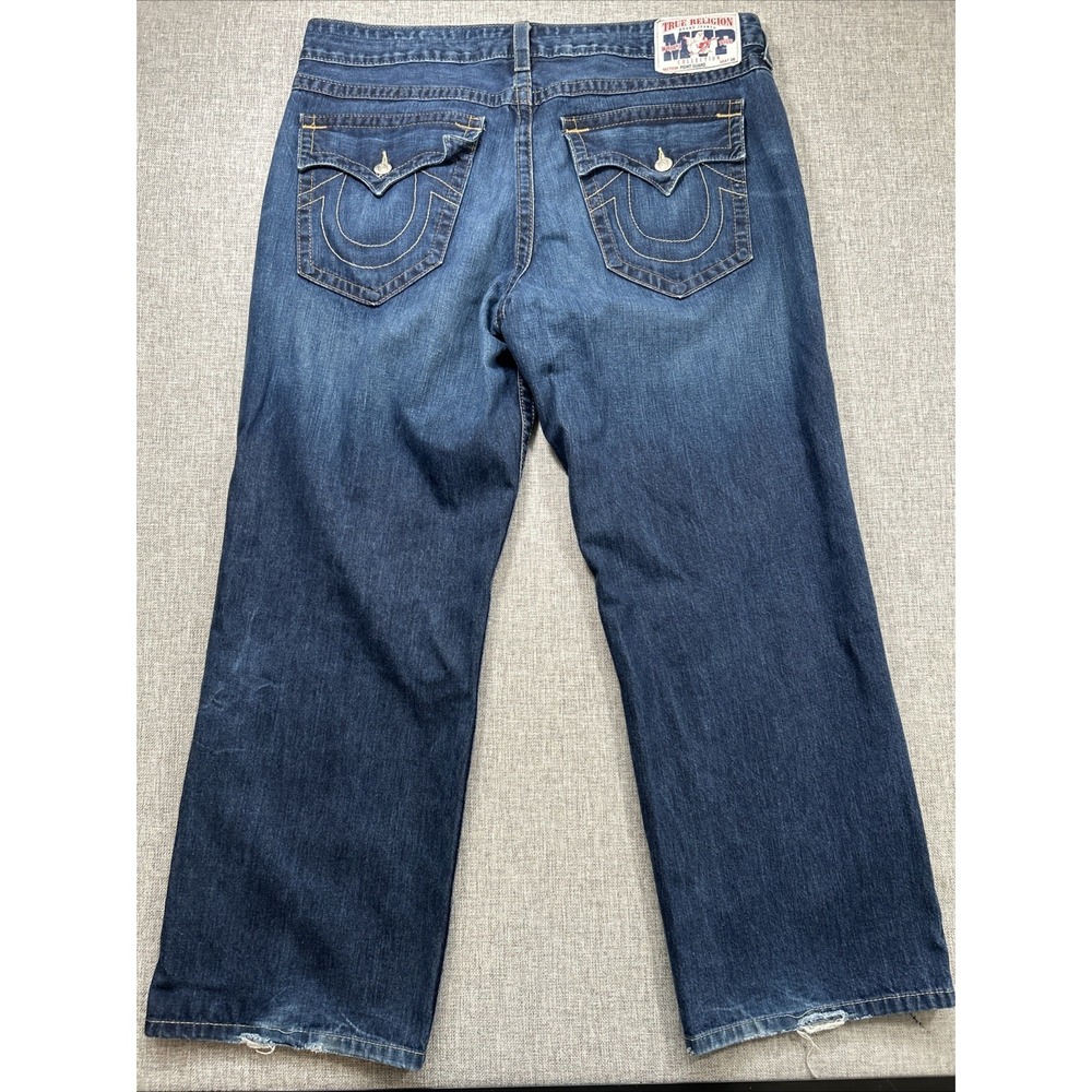 True Religion MVP Point Guard Jeans Mens Size 40x30 Made in USA Flaps Baggy Wide